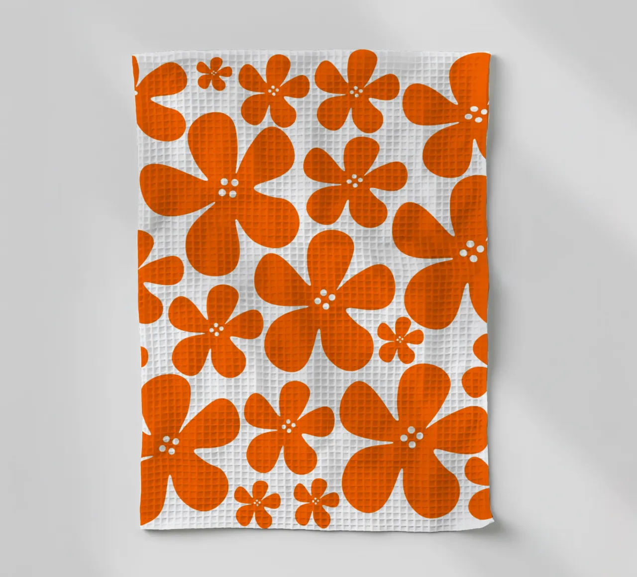 Orange flowers pattern canovaccio da cucina da baobabprintstore