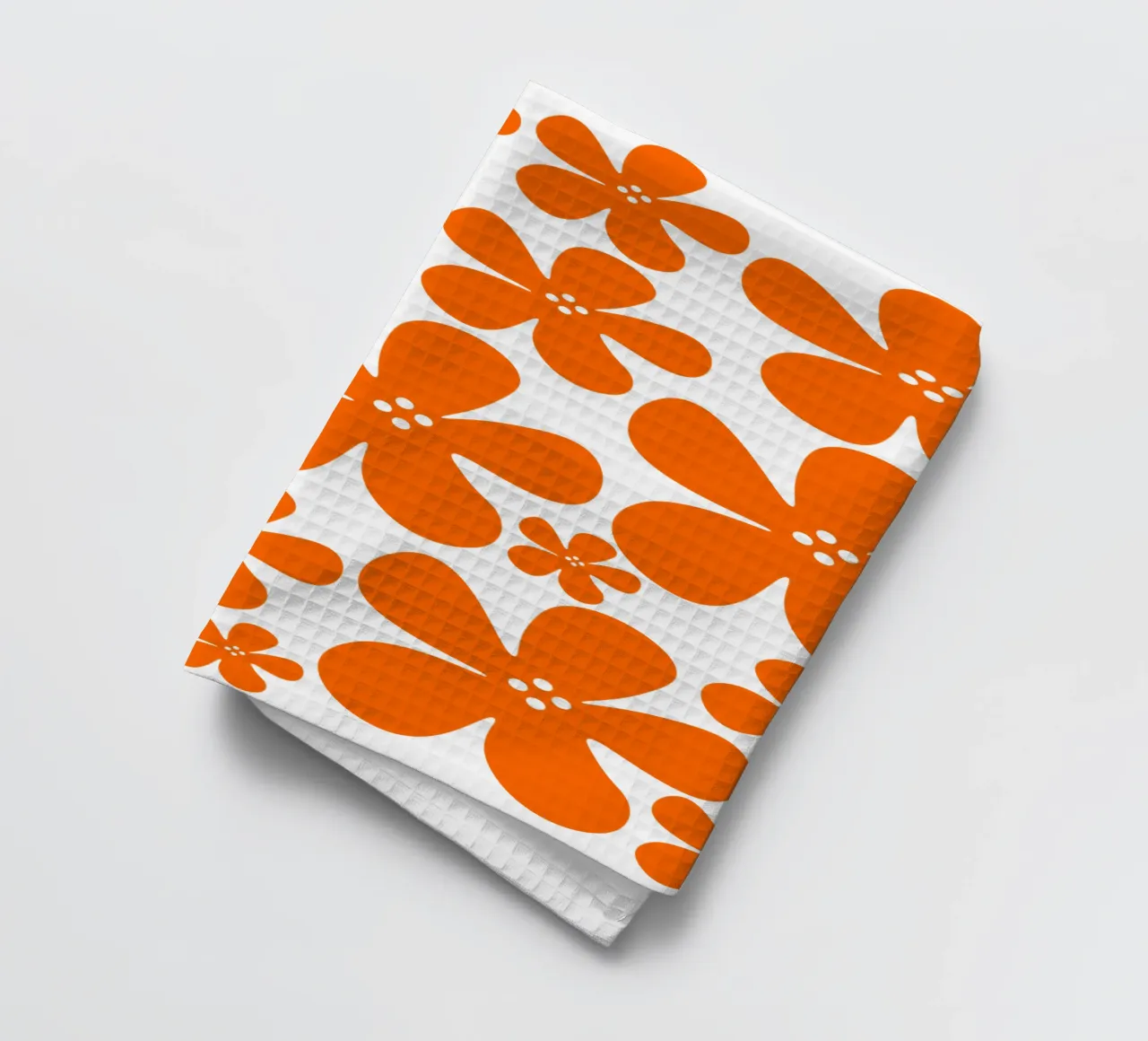 Orange flowers pattern canovaccio da cucina da baobabprintstore