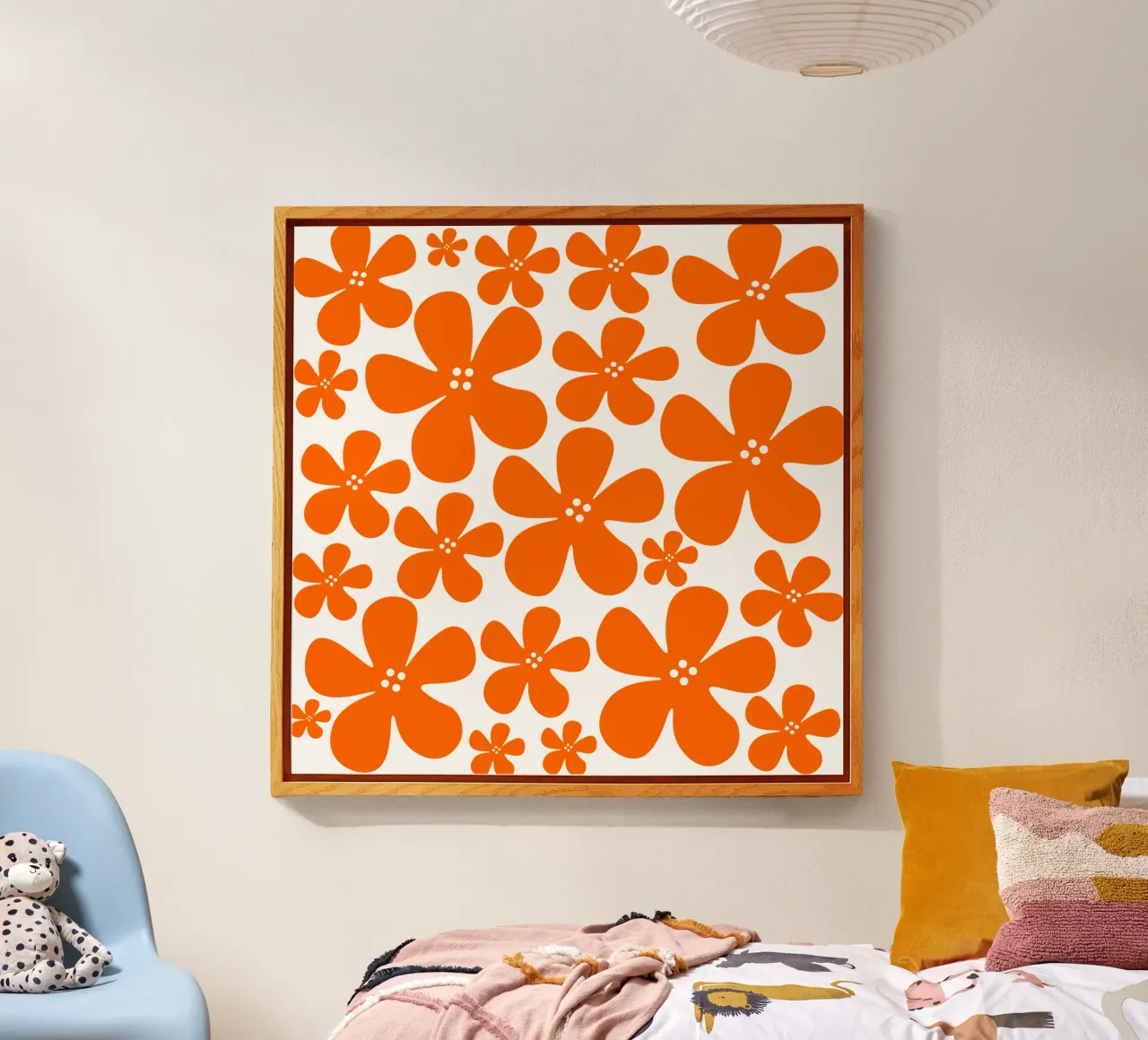 Orange flowers pattern plexiglass da baobabprintstore