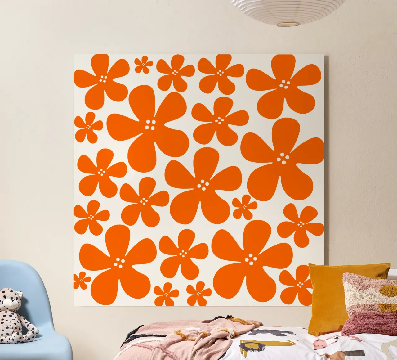 Orange flowers pattern plexiglass da baobabprintstore