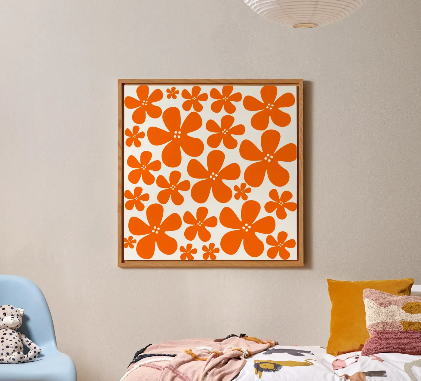 Orange flowers pattern forex plate by baobabprintstore