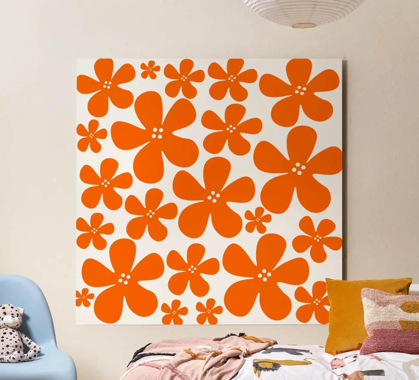 Orange flowers pattern forex plate by baobabprintstore