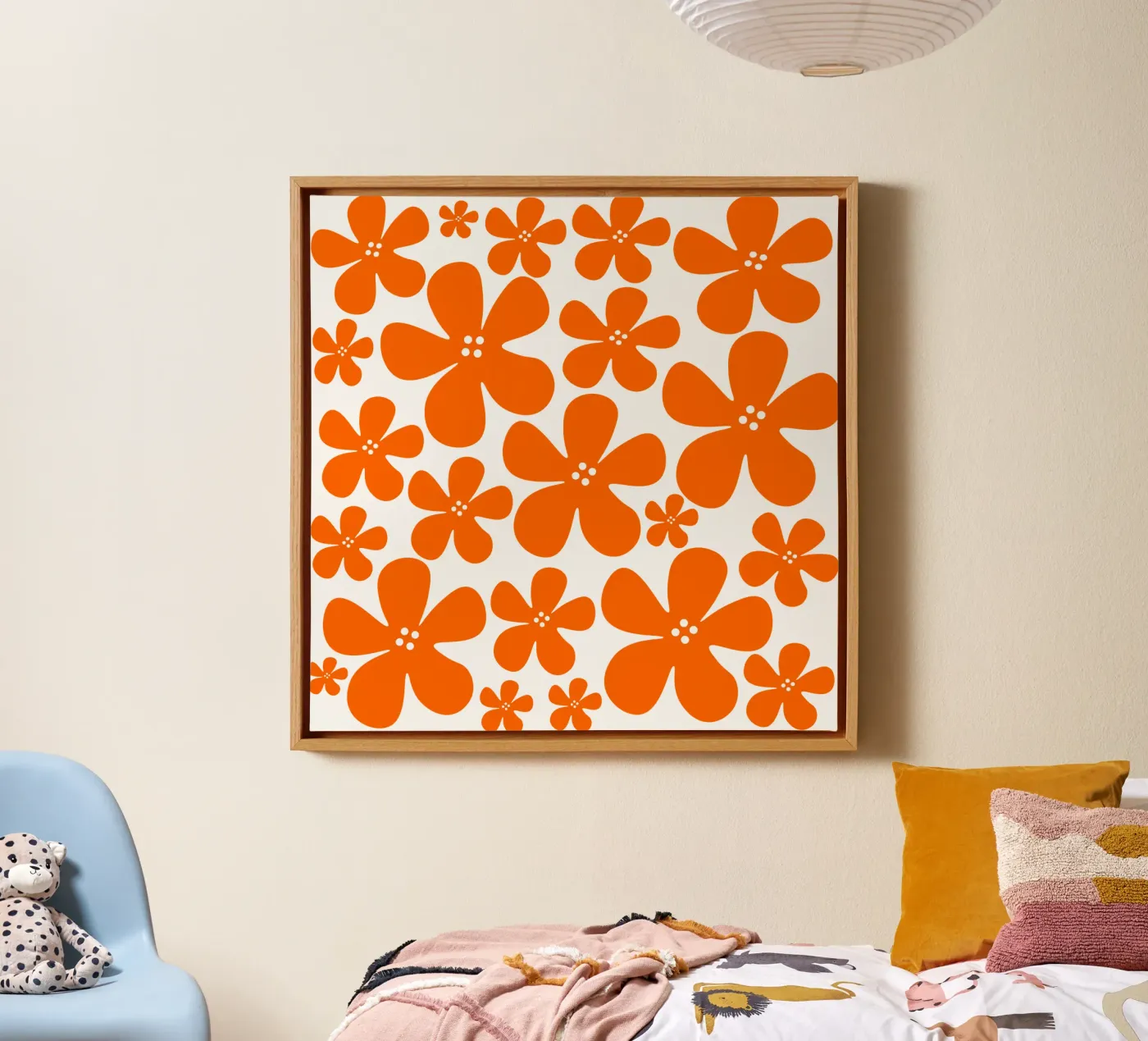 Orange flowers pattern tela da baobabprintstore