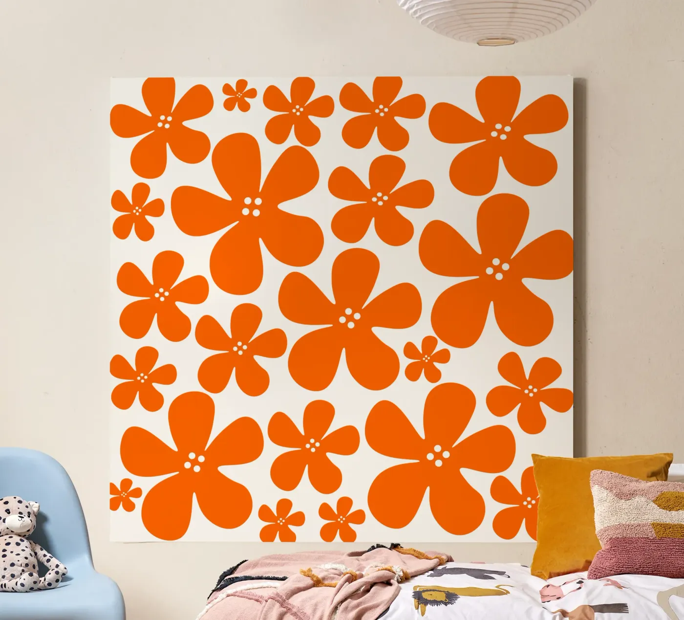 Orange flowers pattern tela da baobabprintstore