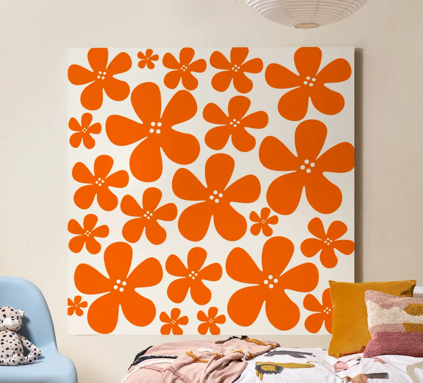 Orange flowers pattern tela da baobabprintstore