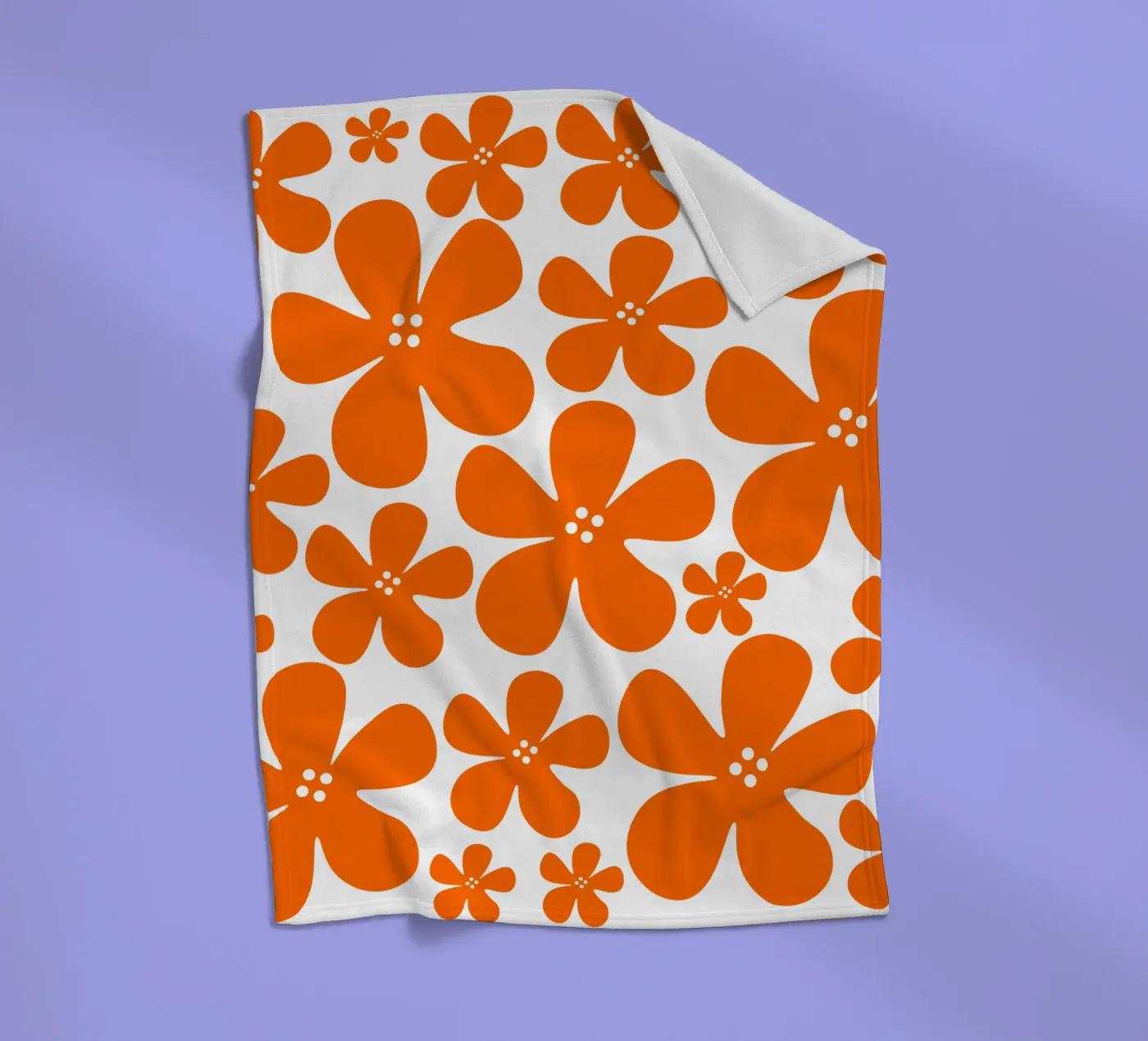 Orange flowers pattern Fleecedecke von baobabprintstore