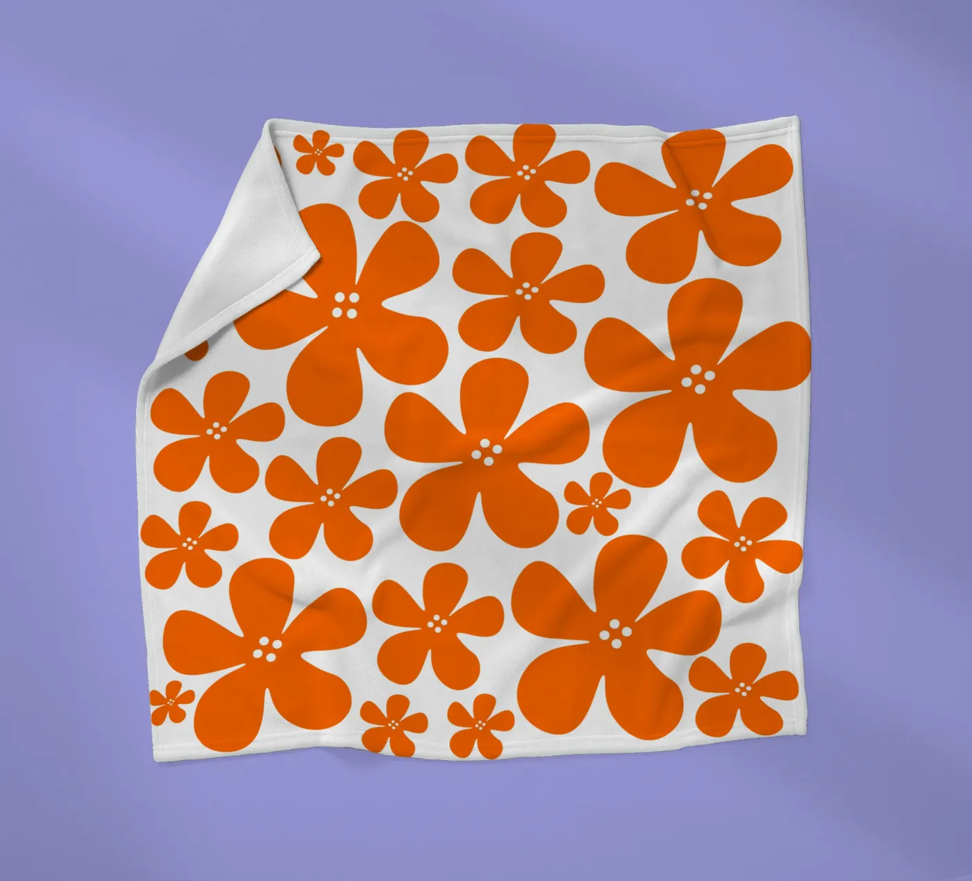 Orange flowers pattern Fleecedecke von baobabprintstore
