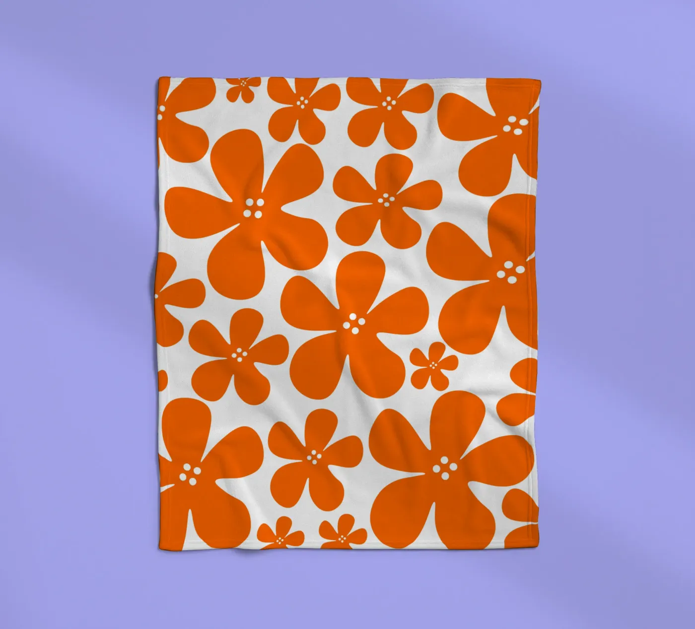 Orange flowers pattern Fleecedecke von baobabprintstore