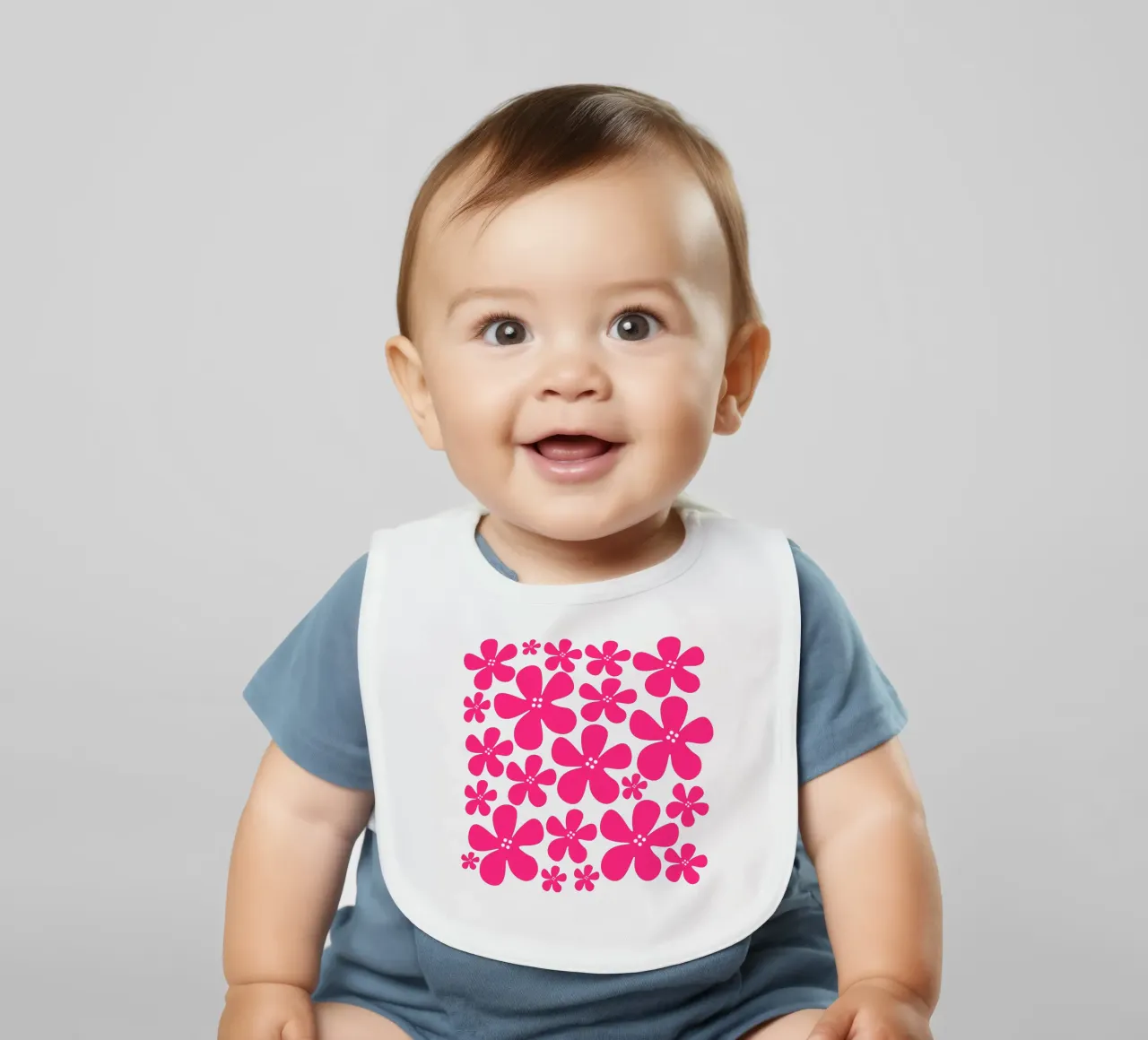 Pink flowers pattern bavaglino da baobabprintstore