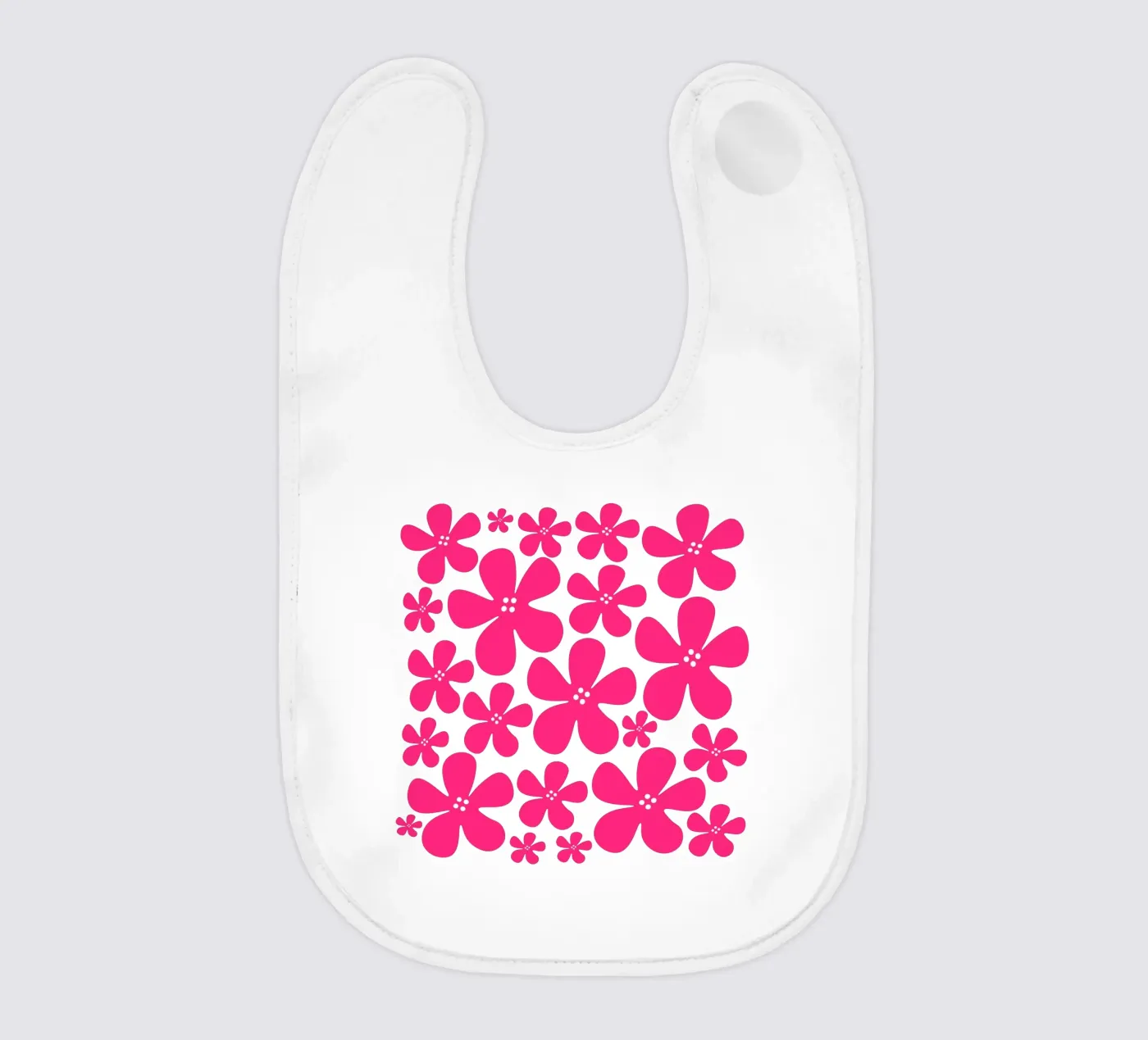 Pink flowers pattern baby slabbetje van baobabprintstore