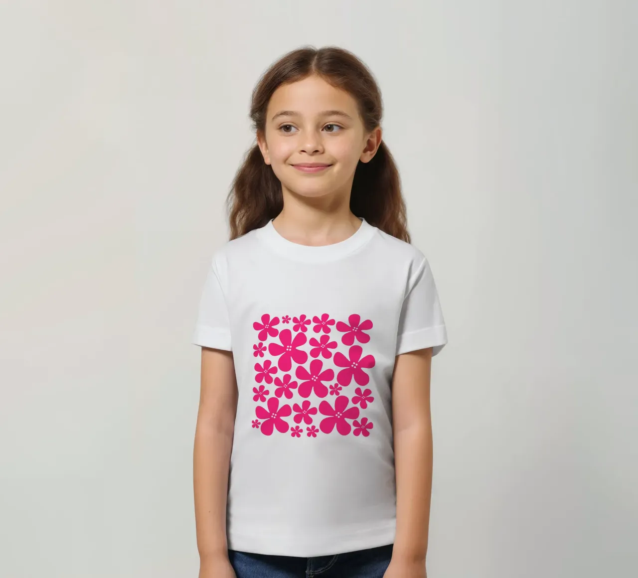 Pink flowers pattern t-shirt bambini da baobabprintstore