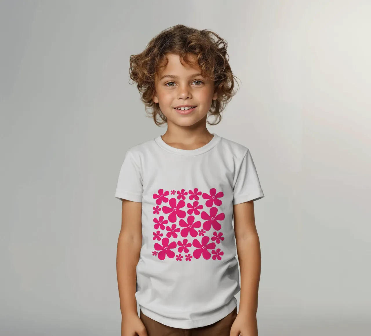 Pink flowers pattern t-shirt bambini da baobabprintstore