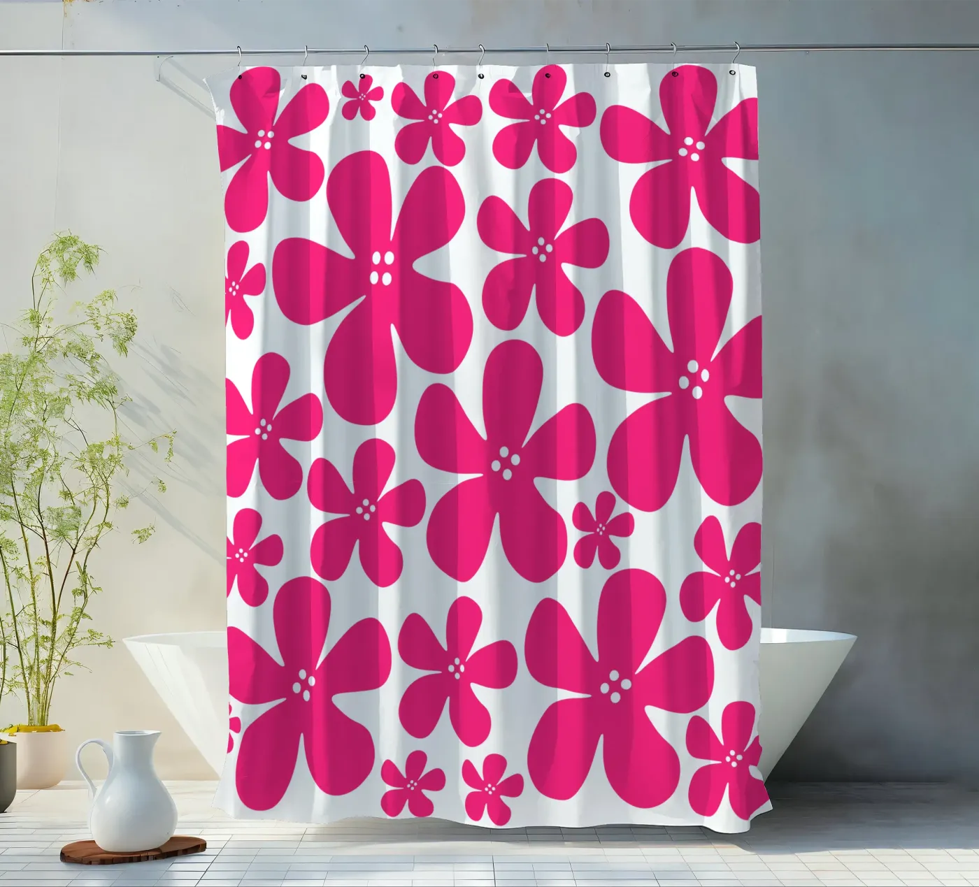 Pink flowers pattern douchegordijn van baobabprintstore