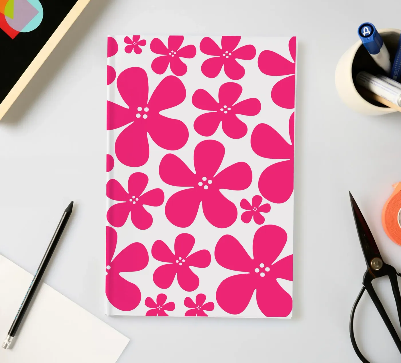 Pink flowers pattern notebook by baobabprintstore