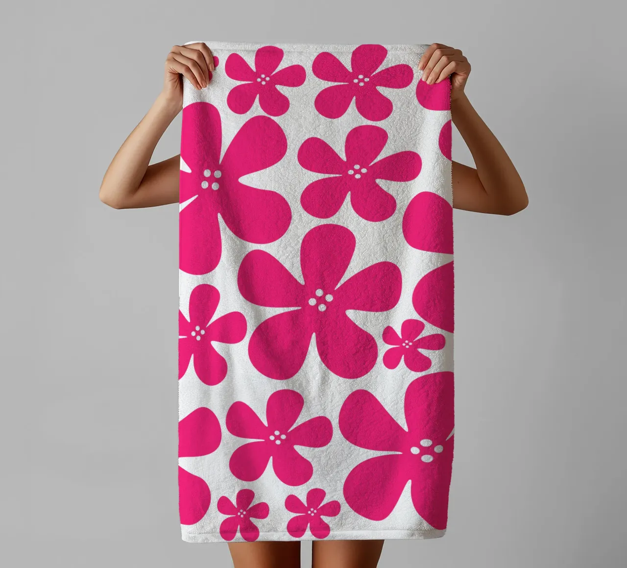 Pink flowers pattern asciugamano da bagno da baobabprintstore