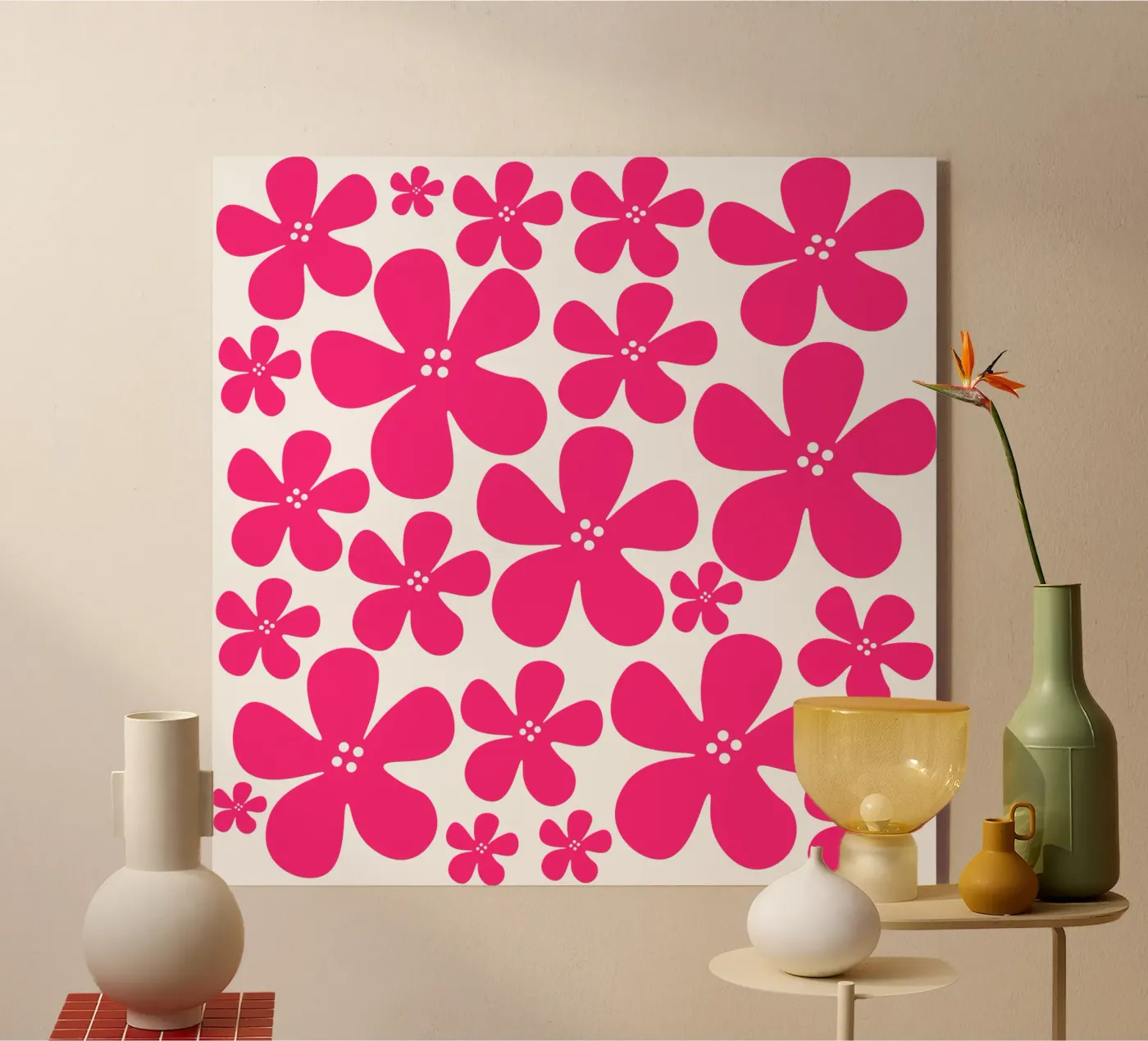 Pink flowers pattern plexiglass da baobabprintstore