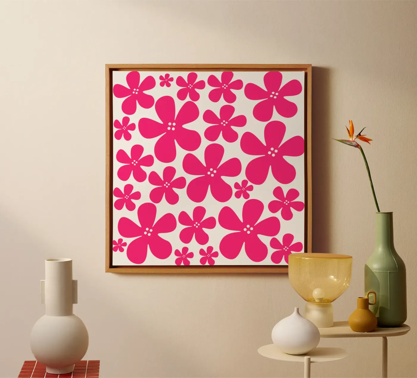 Pink flowers pattern tela da baobabprintstore