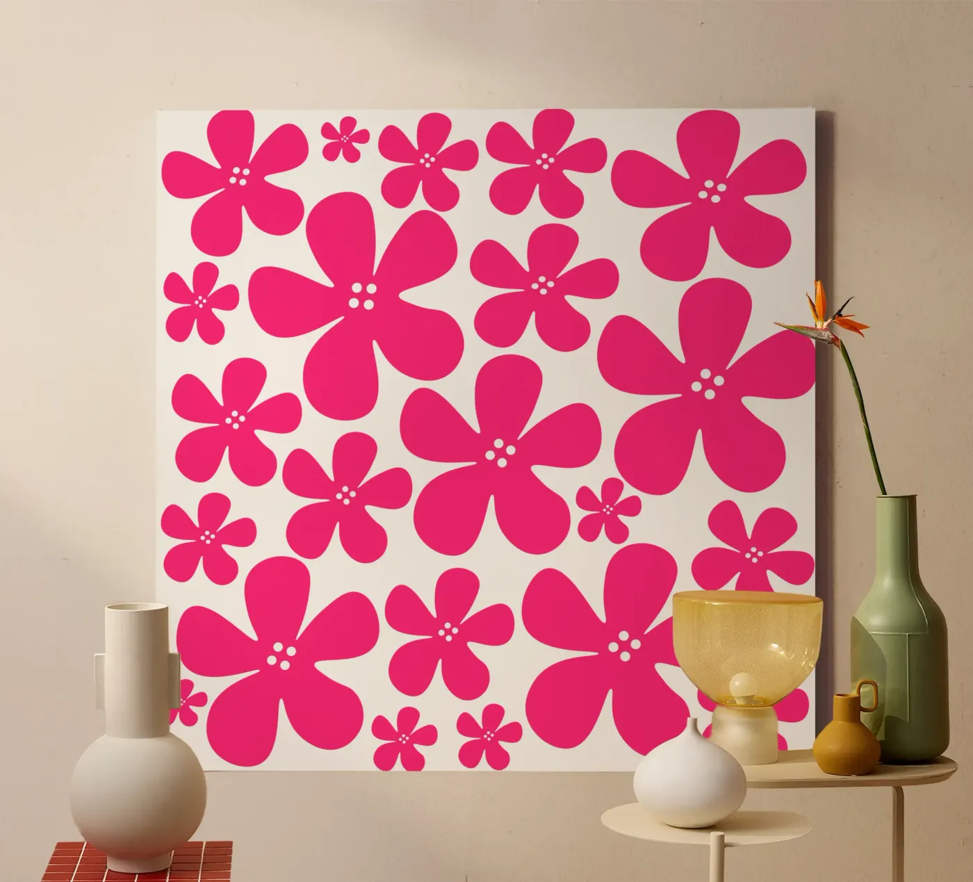 Pink flowers pattern tela da baobabprintstore