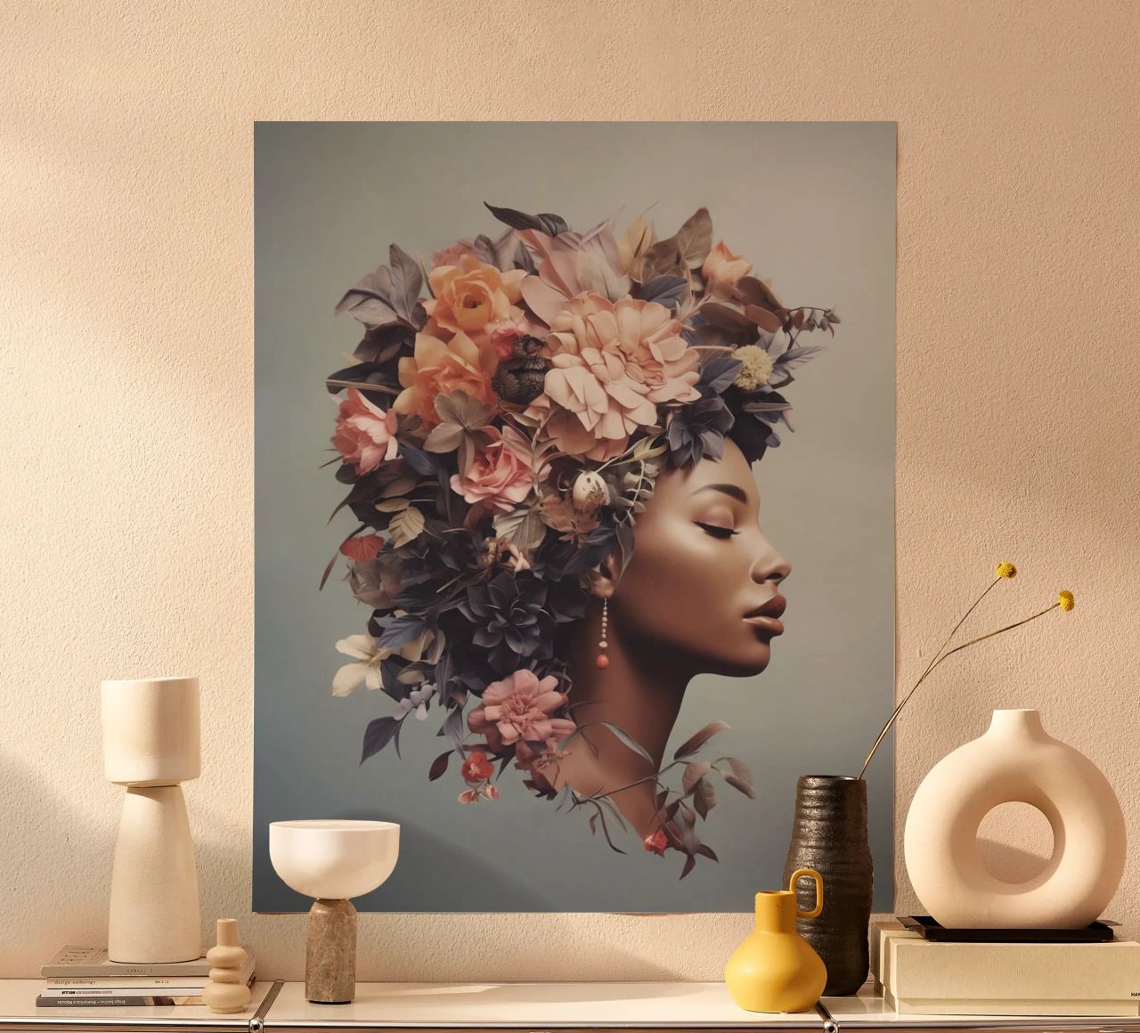 Flowery Beauty-Woman poster by Carinaprint