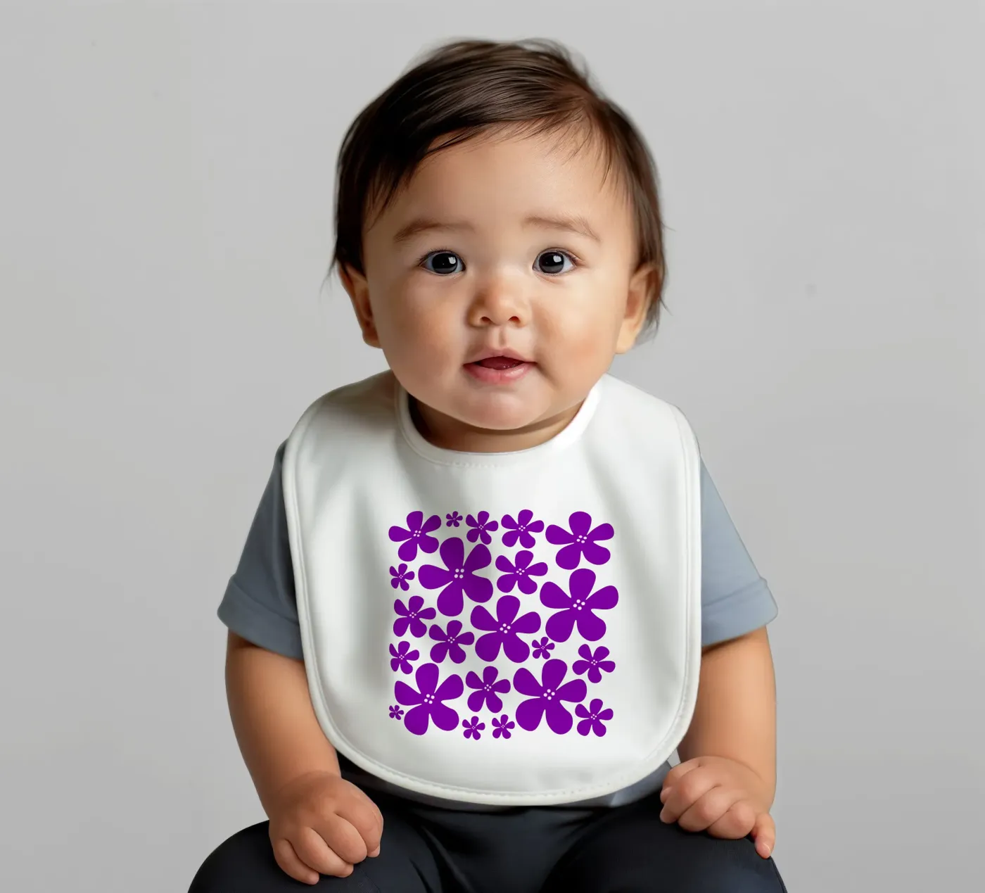 Purple flowers pattern bavaglino da baobabprintstore