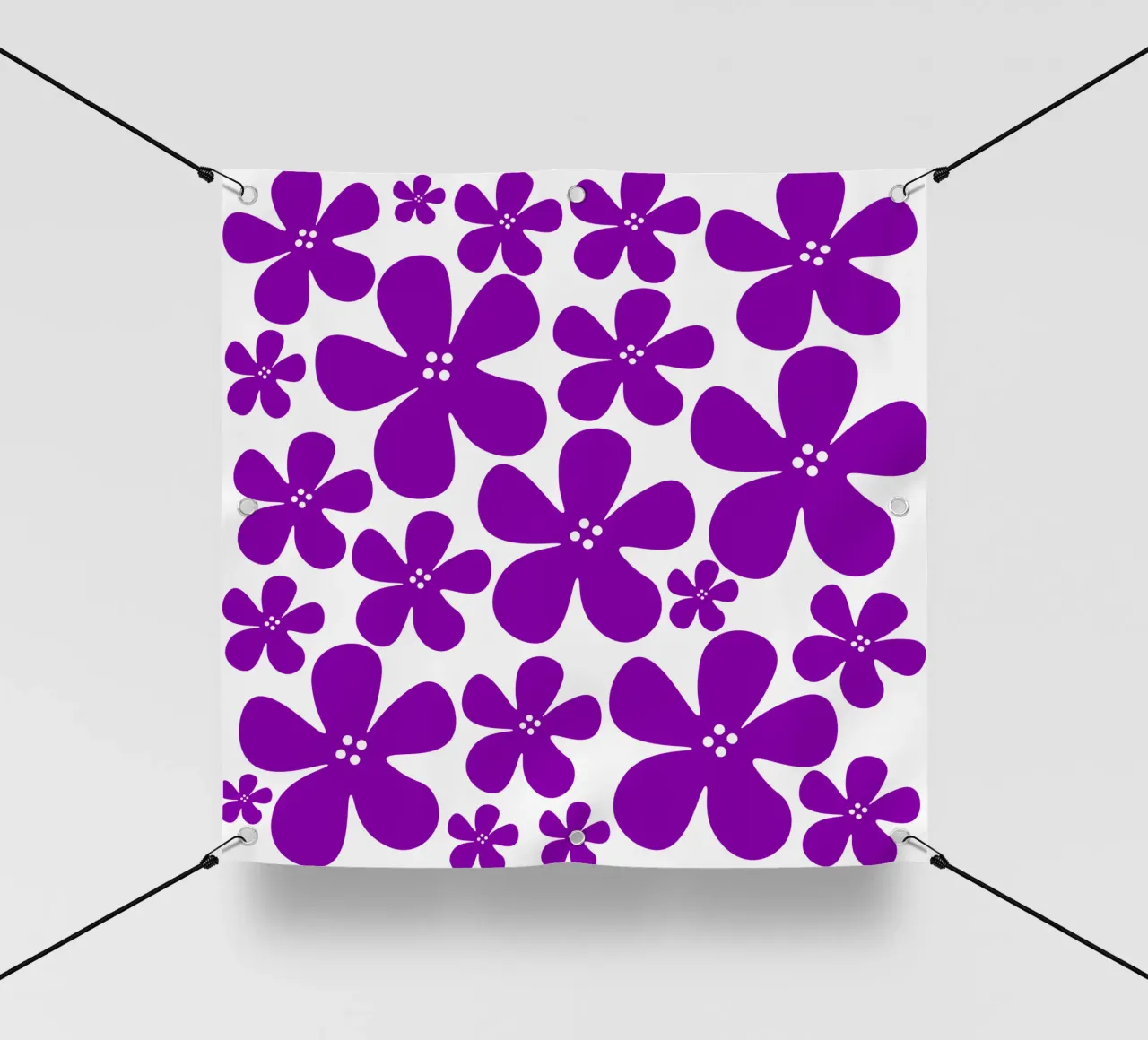 Purple flowers pattern telo in pvc da baobabprintstore