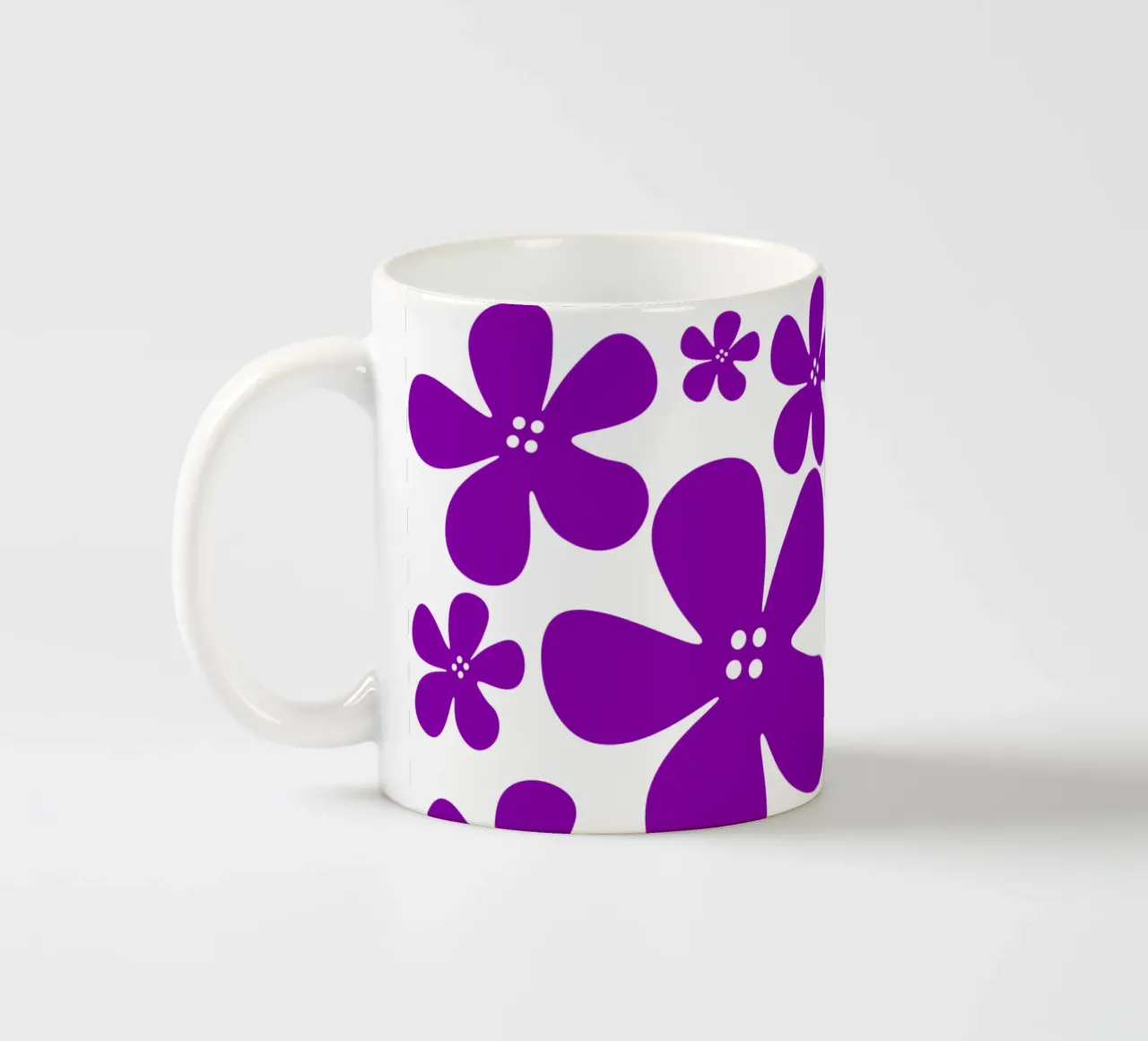 Purple flowers pattern tazza in ceramica da baobabprintstore