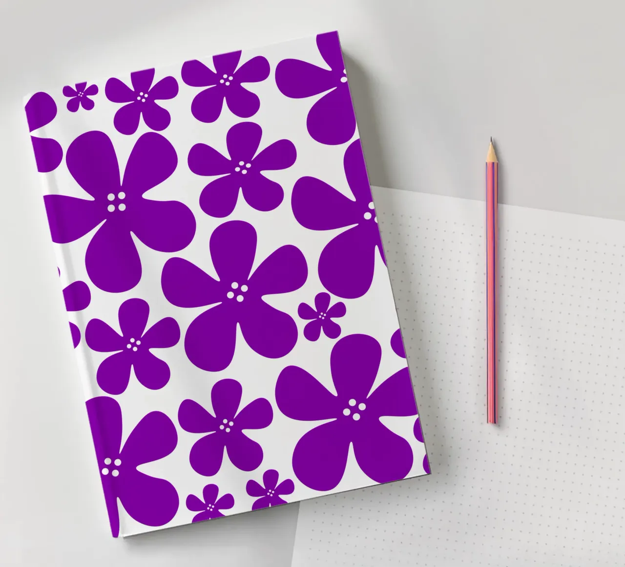 Purple flowers pattern notebook by baobabprintstore