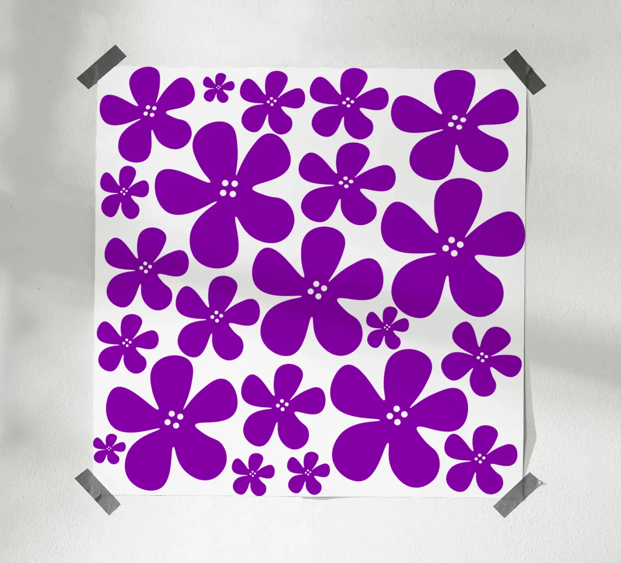 Purple flowers pattern poster da baobabprintstore