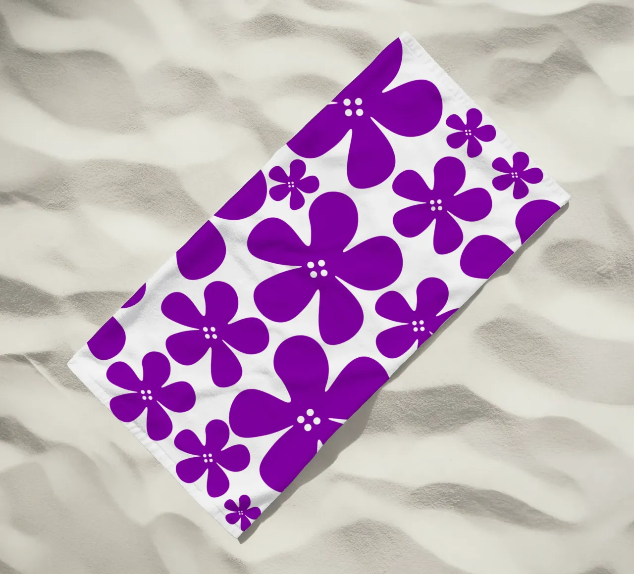 Purple flowers pattern telo mare da baobabprintstore