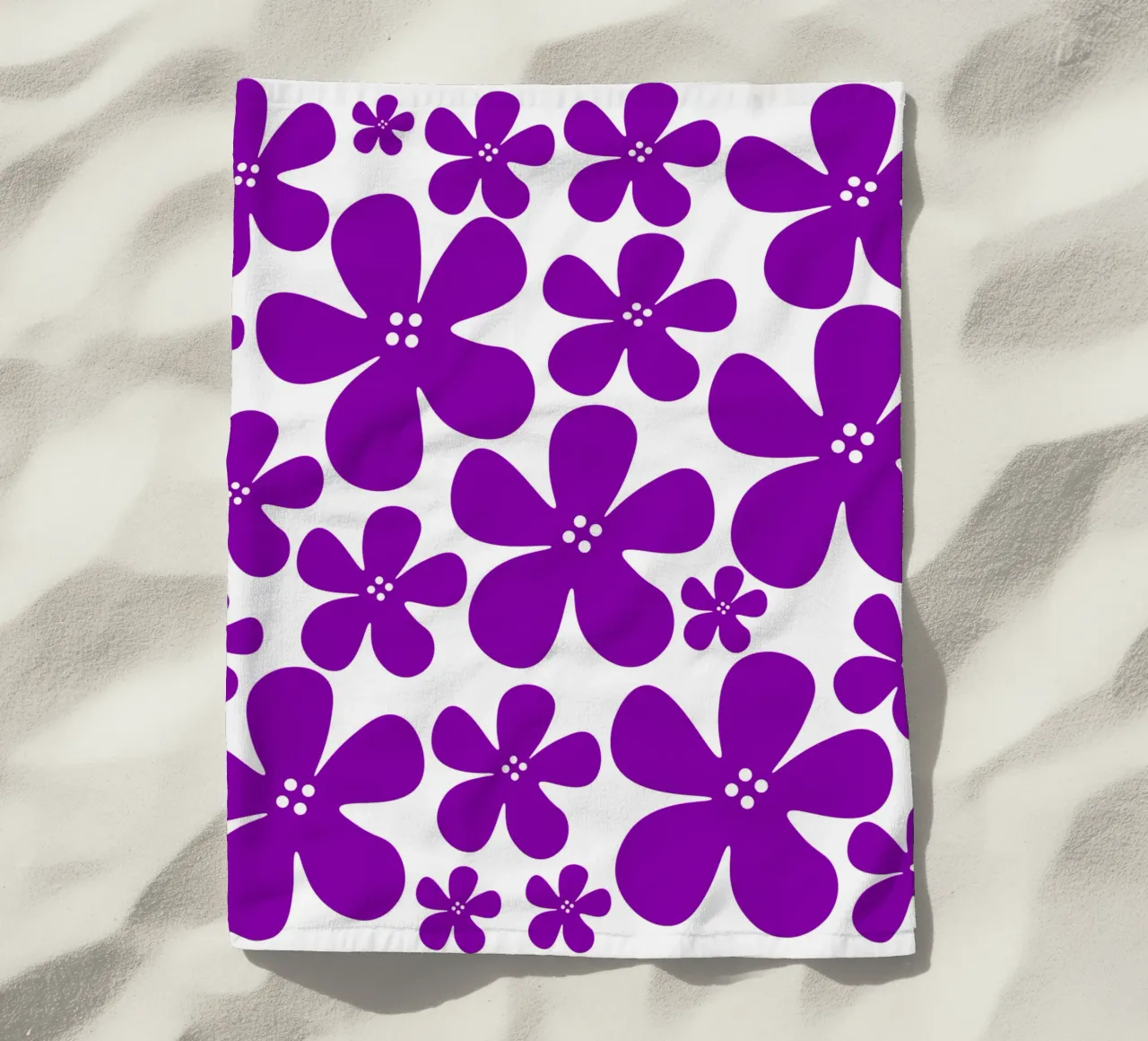 Purple flowers pattern telo mare da baobabprintstore