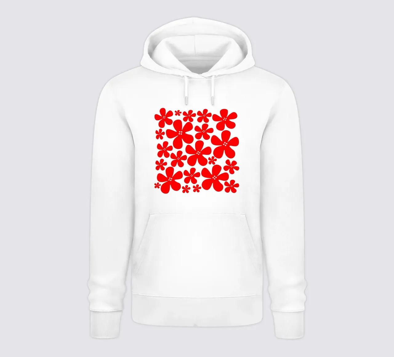 Red flowers pattern felpa con cappuccio da baobabprintstore