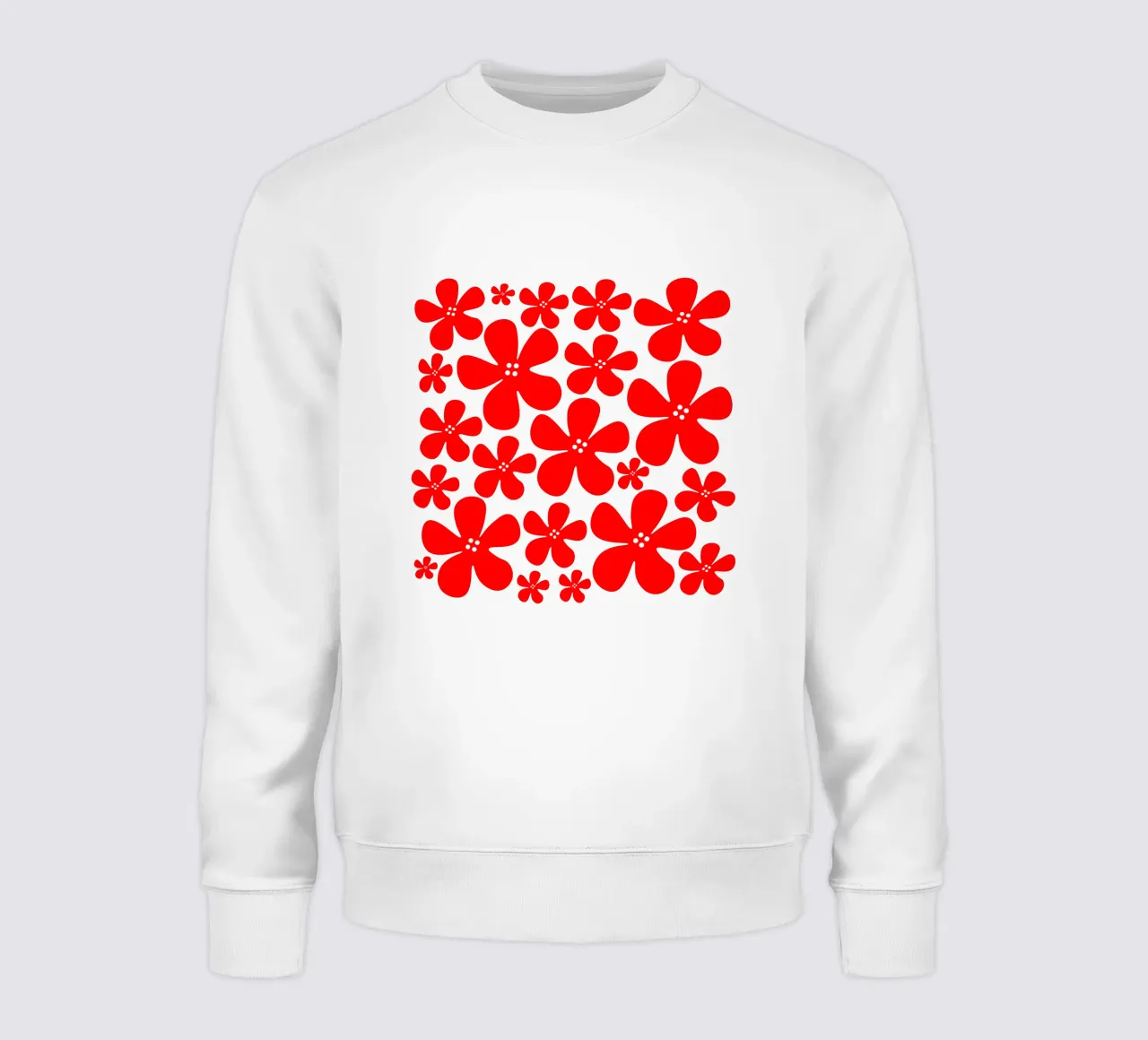 Red flowers pattern felpa da baobabprintstore