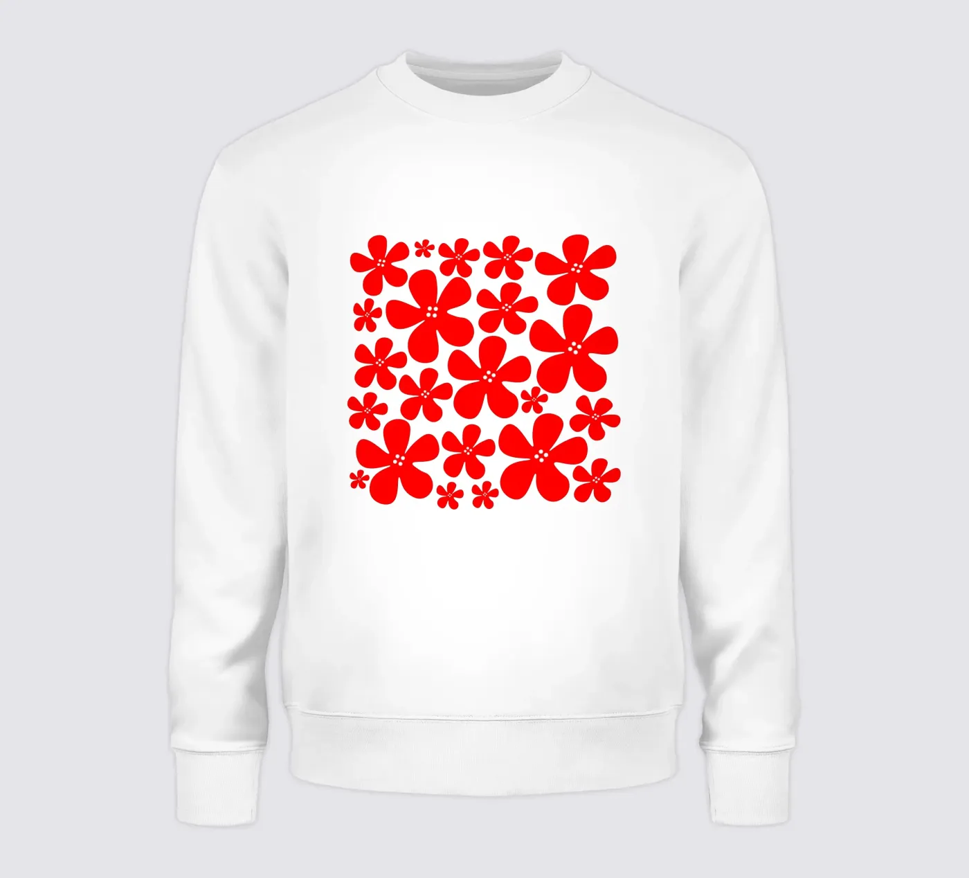 Red flowers pattern felpa da baobabprintstore
