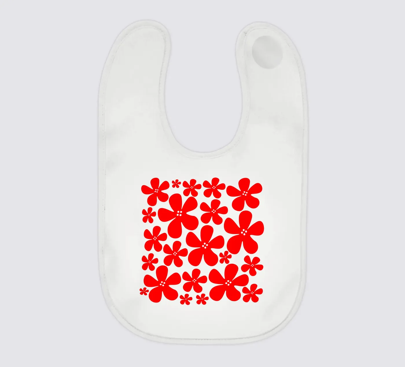 Red flowers pattern bavaglino da baobabprintstore