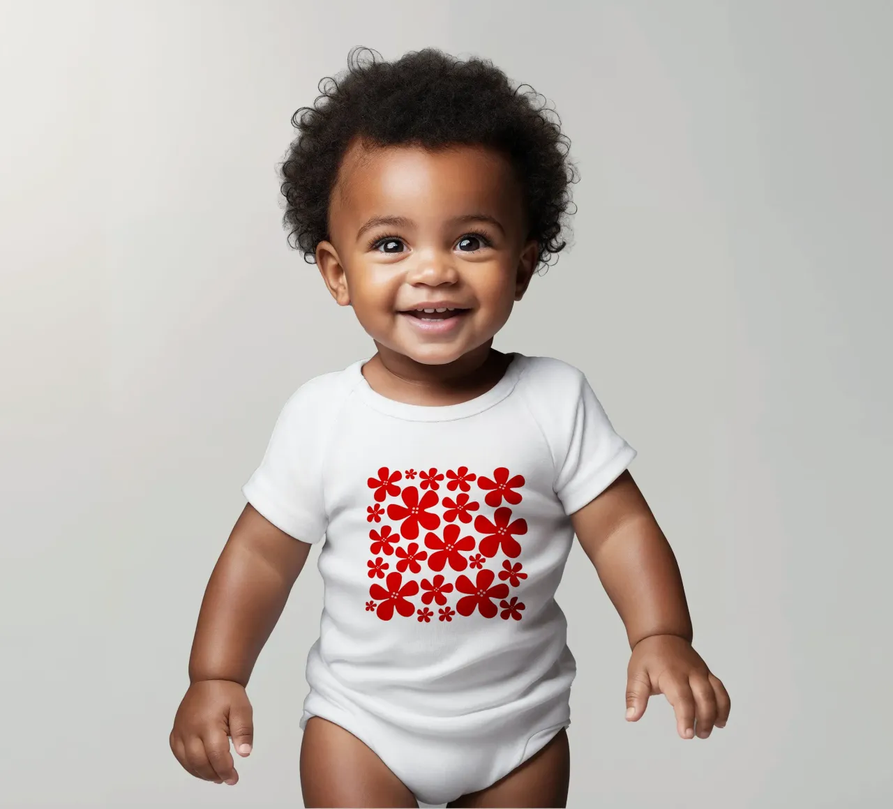Red flowers pattern body neonato maniche corte da baobabprintstore