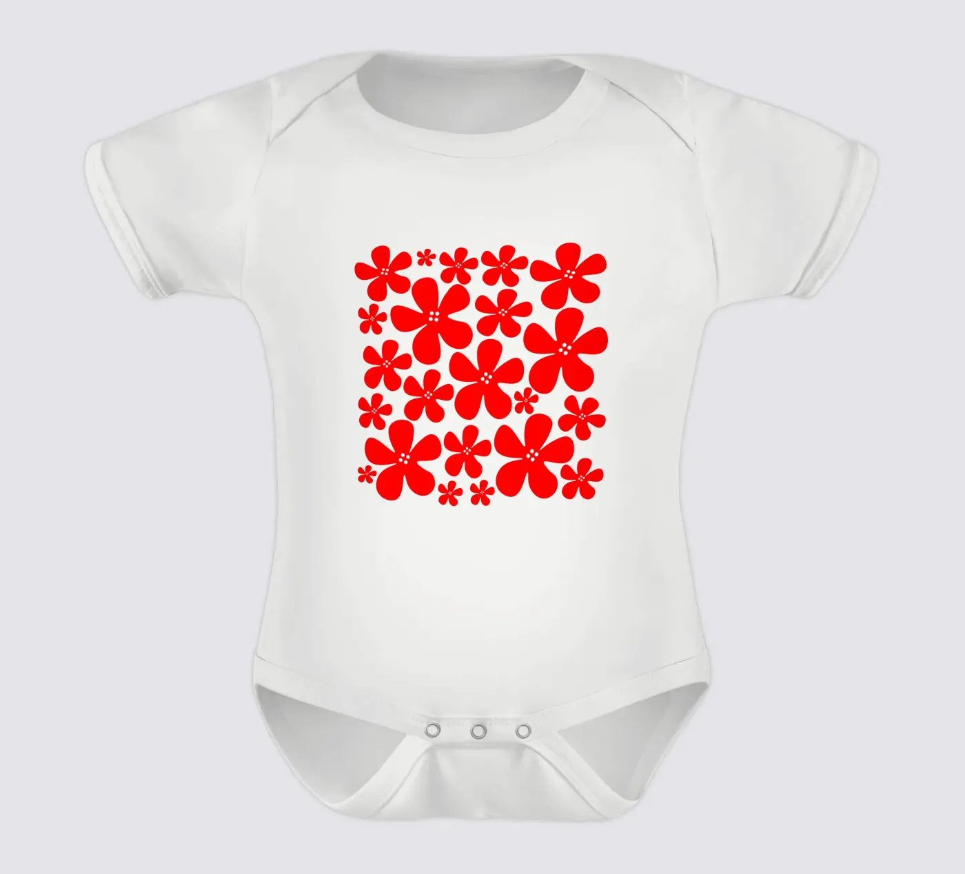 Red flowers pattern body bébé de baobabprintstore