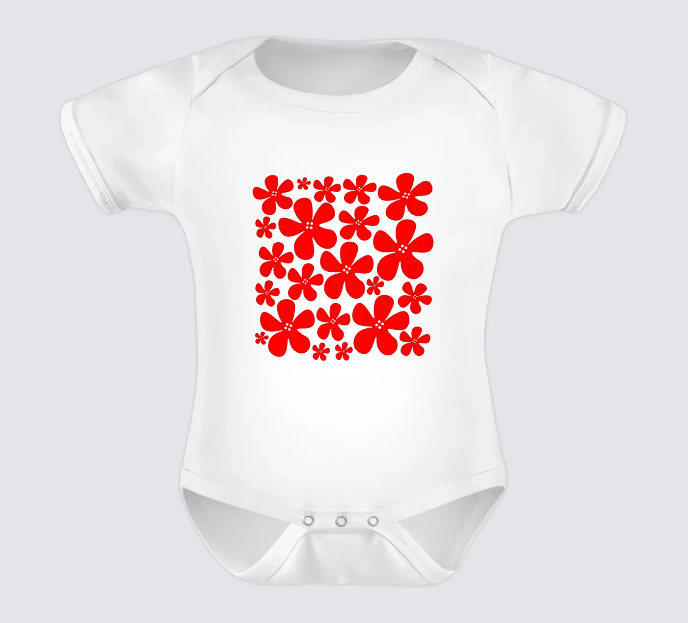 Red flowers pattern body bébé de baobabprintstore