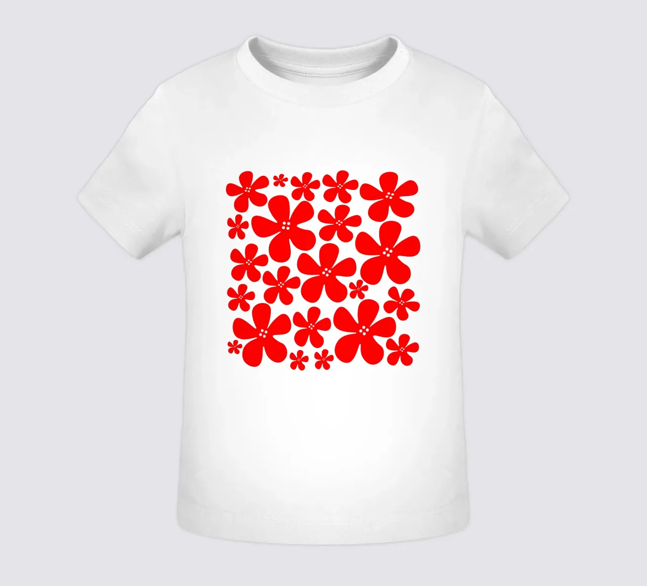 Red flowers pattern maglietta neonato da baobabprintstore
