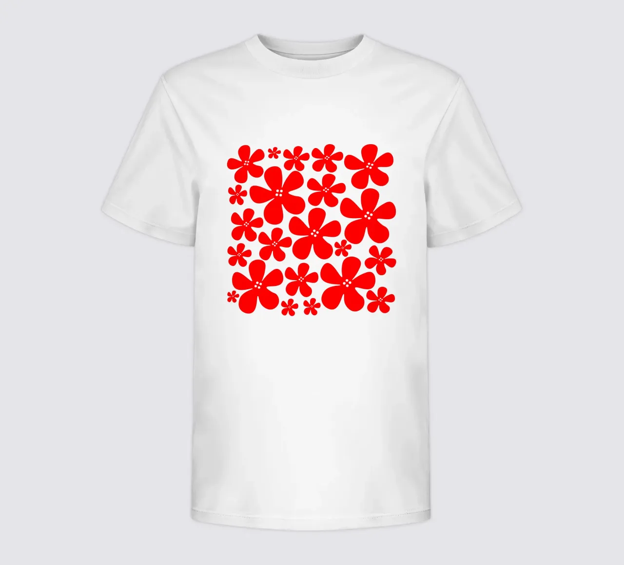 Red flowers pattern t-shirt bambini da baobabprintstore