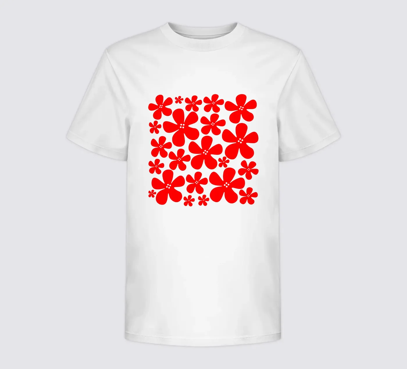 Red flowers pattern kinder t-shirt van baobabprintstore