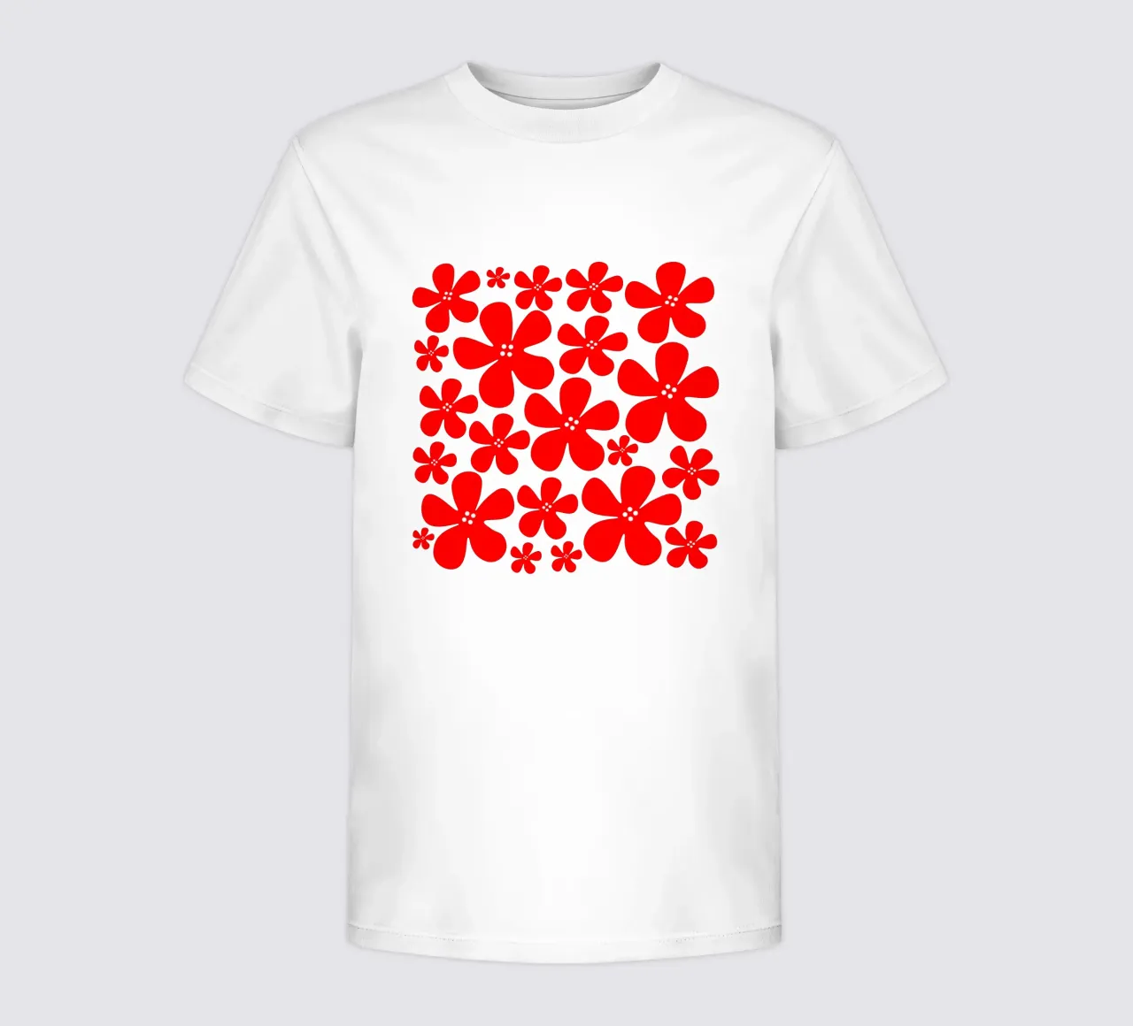 Red flowers pattern t-shirt bambini da baobabprintstore