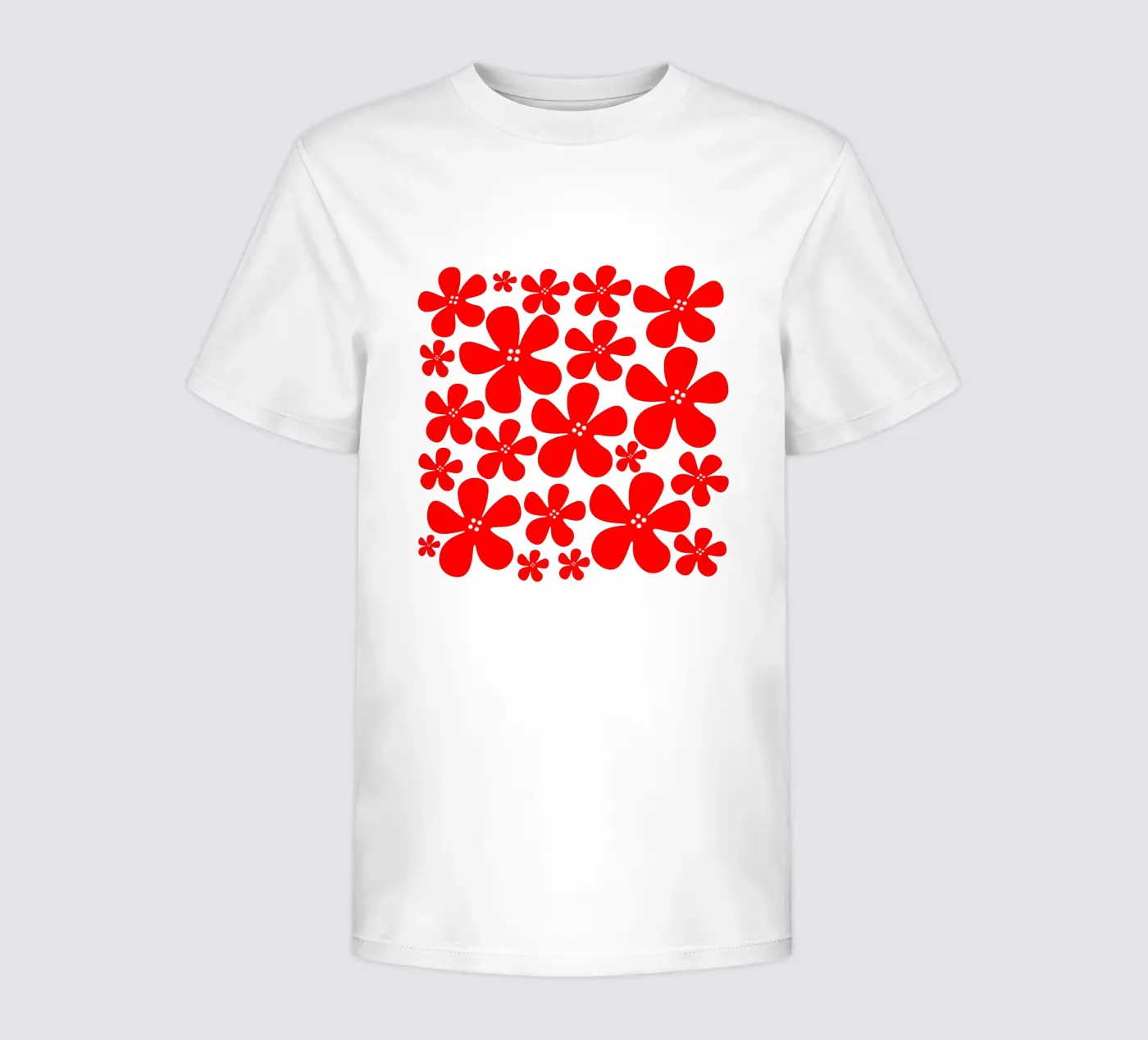 Red flowers pattern t-shirt bambini da baobabprintstore