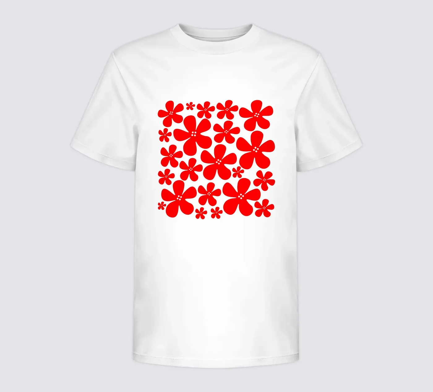 Red flowers pattern kinder t-shirt van baobabprintstore