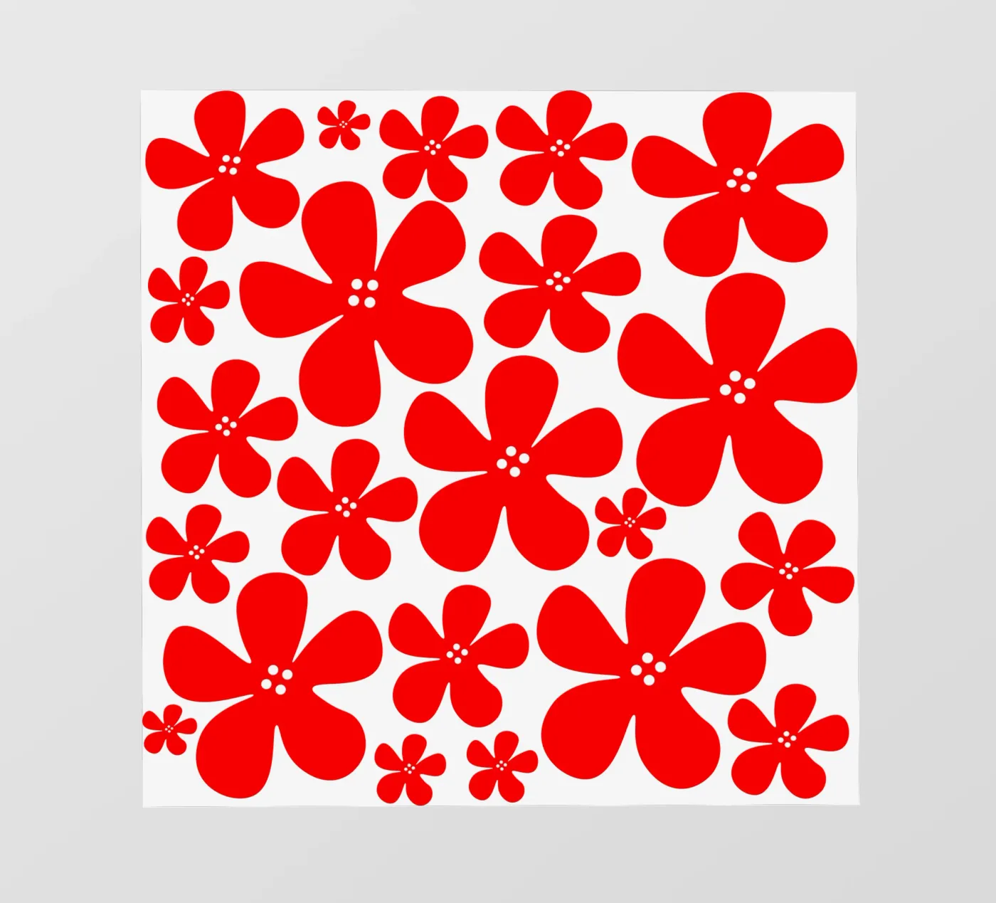 Red flowers pattern fotobehang van baobabprintstore