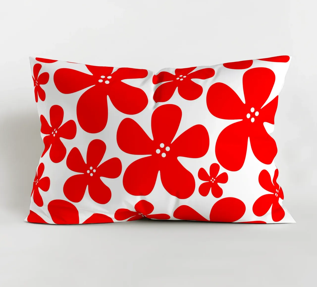 Red flowers pattern cuscino da baobabprintstore