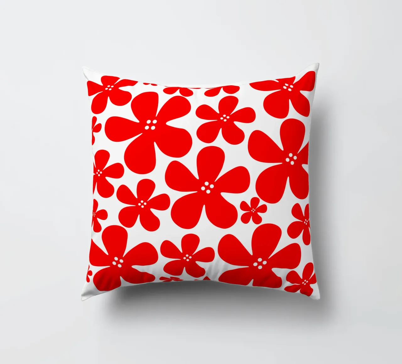 Red flowers pattern cuscino da baobabprintstore