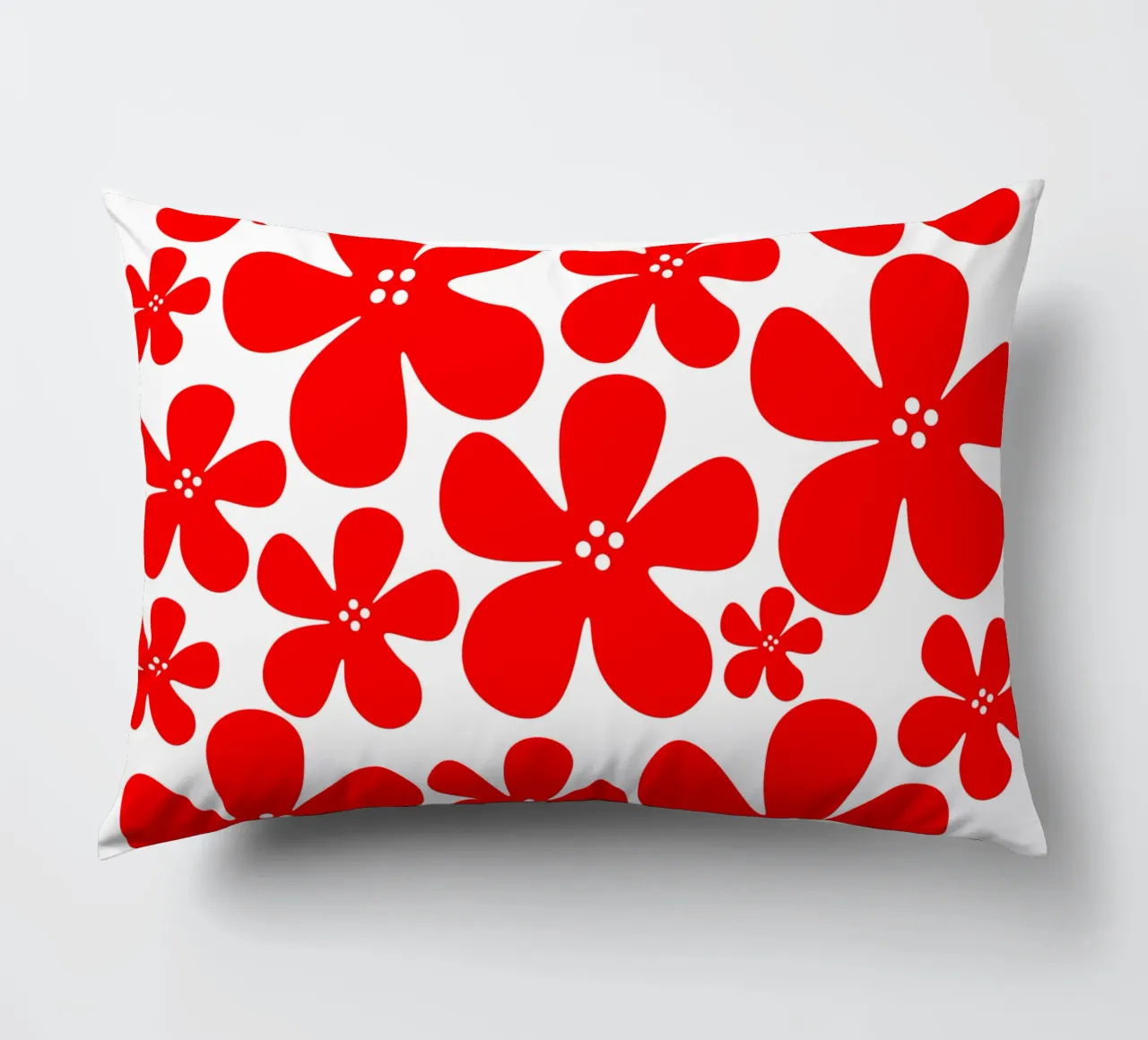Red flowers pattern cuscino da baobabprintstore