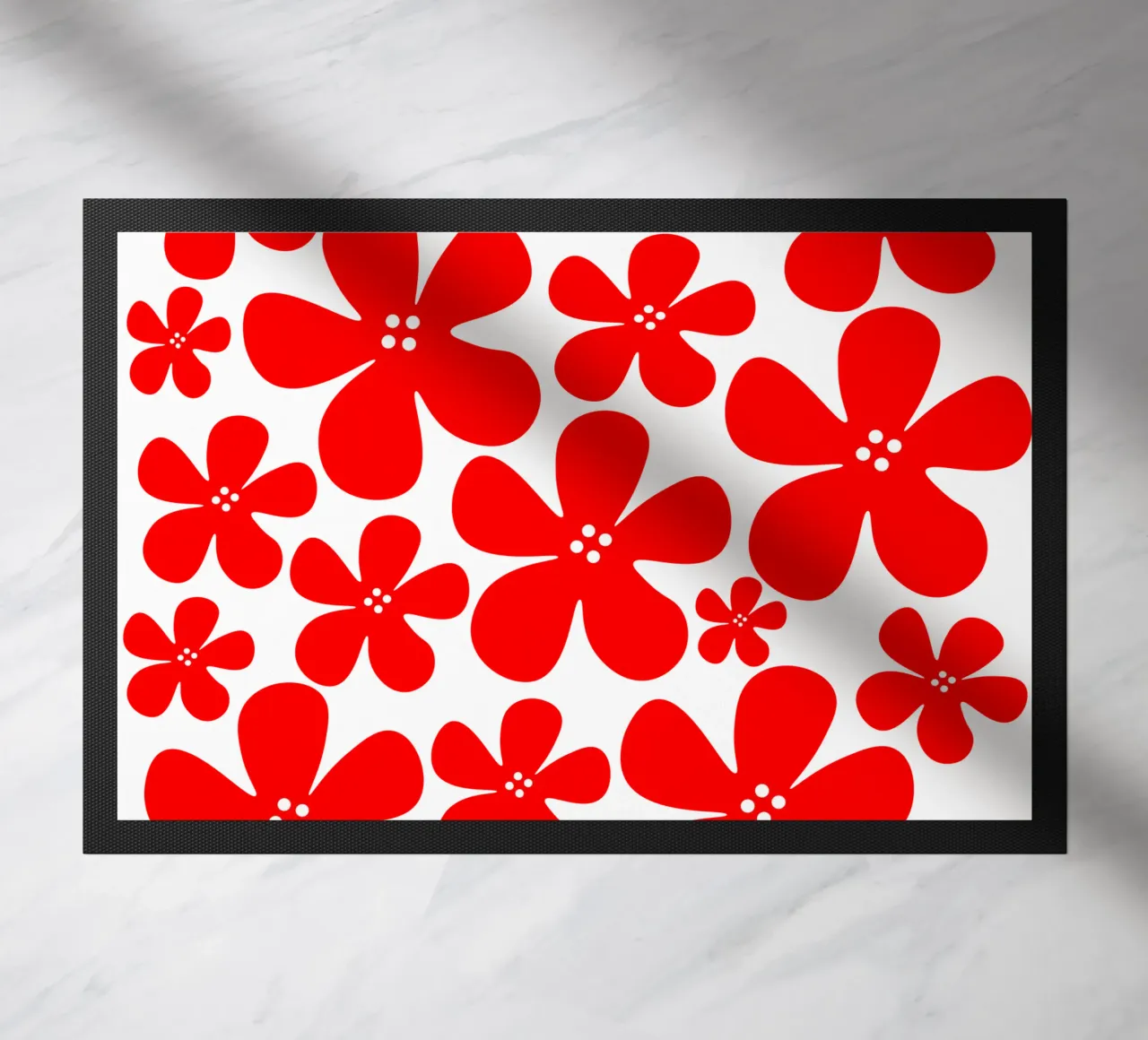 Red flowers pattern zerbino da baobabprintstore