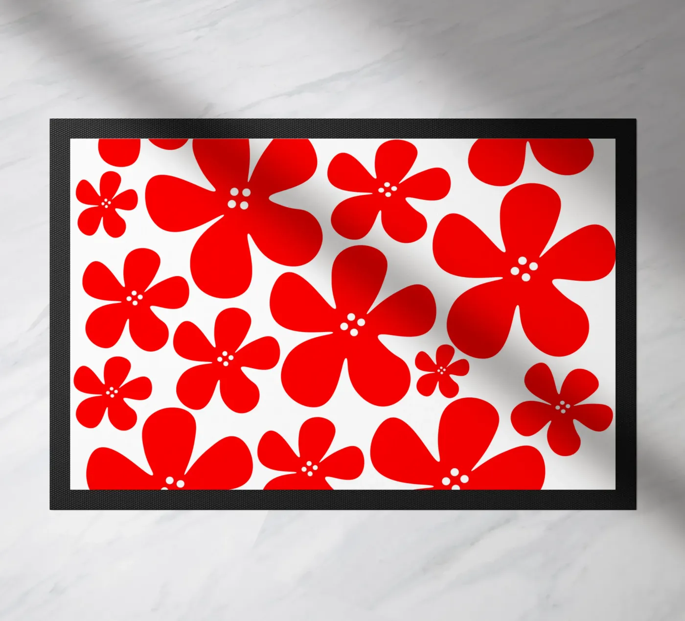 Red flowers pattern doormat by baobabprintstore