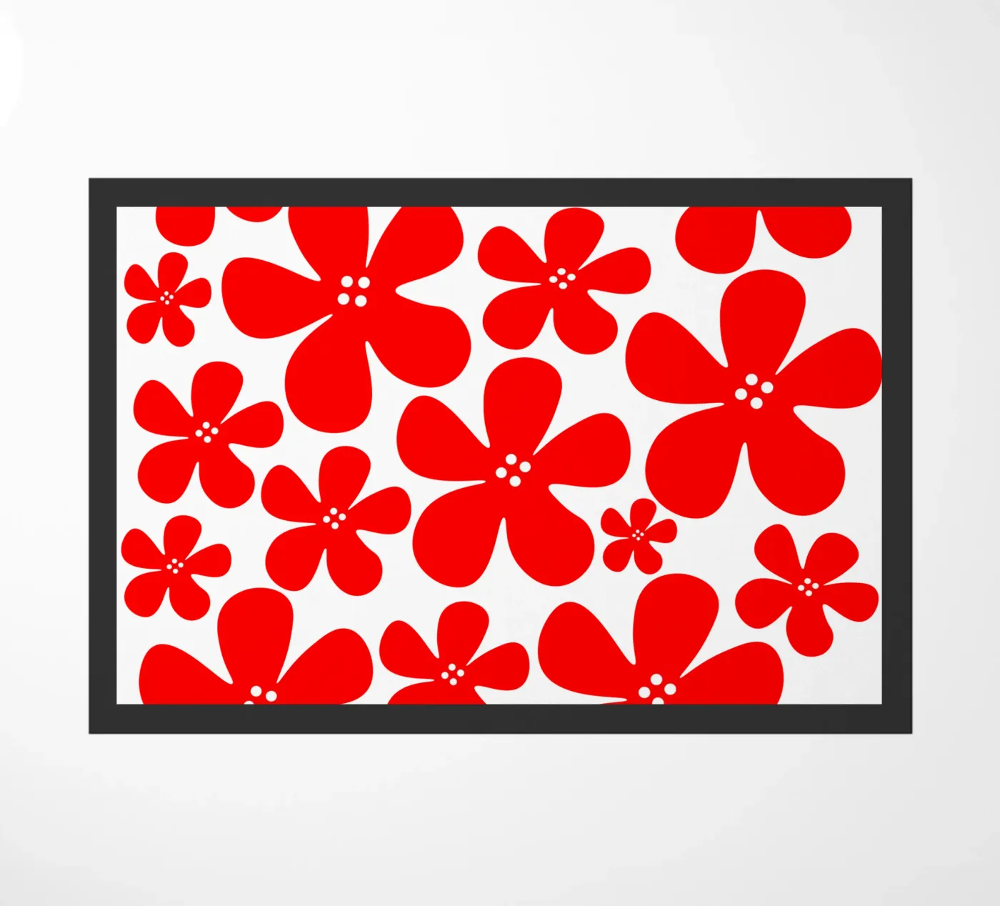 Red flowers pattern doormat by baobabprintstore